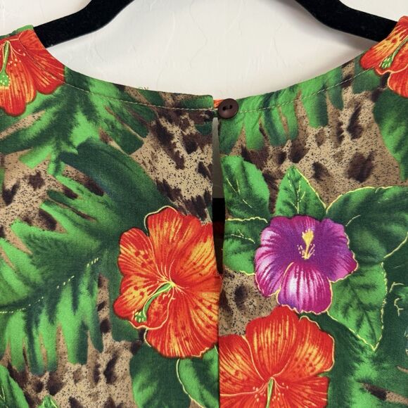 Notations Leopard Floral Tropical Tank Above Knee Shift Dress Vacation Resort M - Picture 7 of 9